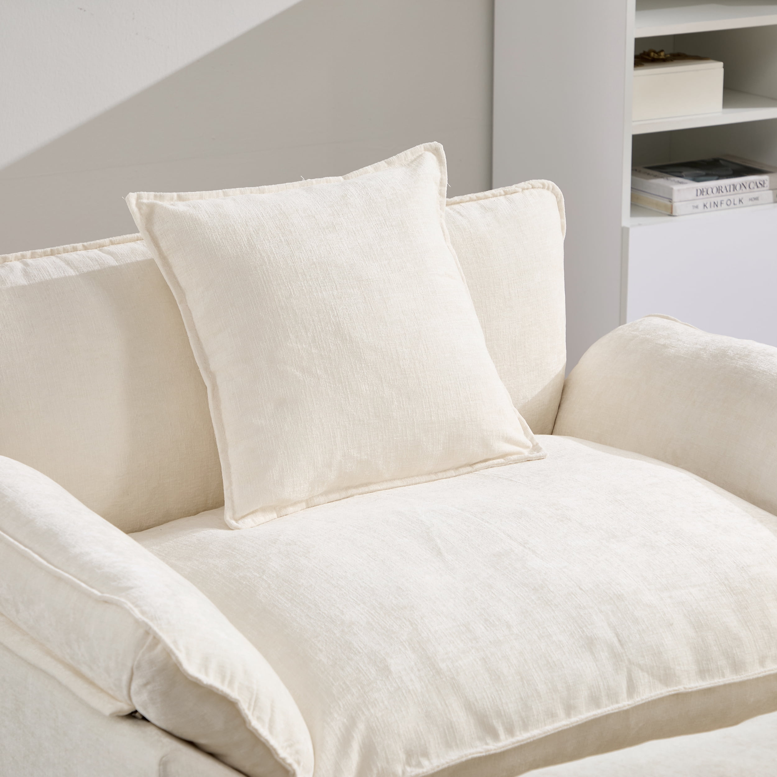 44.5" Accent Chair with Ottoman Club Chair Chenille Upholstered Armchair