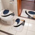 thumbnail image 5 of Circular Color Block Bathroom Rugs Set Blue Beige Geometric Non Slip Absorbent Soft Bath Mats 3 Piece Set with Bathroom Rug, U-Shaped Floor Mat, Toilet Seat Cover Small Size, 5 of 9