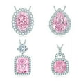 thumbnail image 2 of K-KED Halo Shiny Perfect Created Pink Gemstone Pendant Necklace Women Sterling Silver, 2 of 9