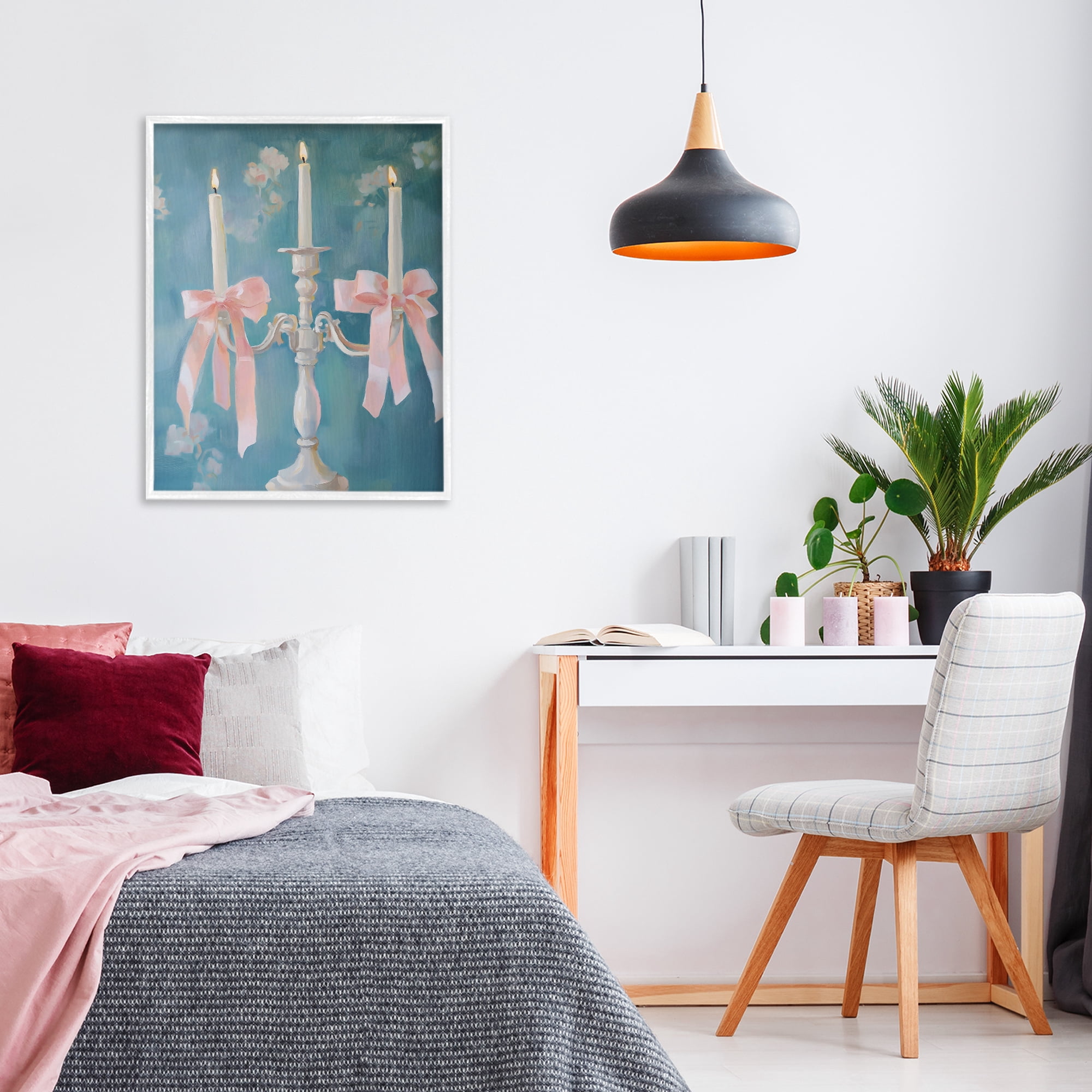 Stupell Industries Elegant Coquette Candelabra White Framed Giclee Art, design by The Prints Vibe