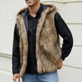 thumbnail image 4 of Timoontee Men's Faux Fur Tank Tops Fall Winter Fluffy Warm Vest Outwear Sleeveless Jacket Vest Fashion Casual Hoodie Waistcoat Coffee L, 4 of 9