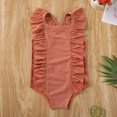 thumbnail image 2 of Seyurigaoka Toddler Girl One Piece Swimsuit Ruffle Solid Color/Zebra Print Swimwear, 2 of 8
