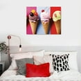 thumbnail image 4 of GOSMITH  Canvas Print Wall Art Stacked Ice Cream Cones &amp; Macarons Food Dessert Photography Realism Contemporary Scenic Colorful Multicolor for Living Room, Bedroom, Office, 4 of 4