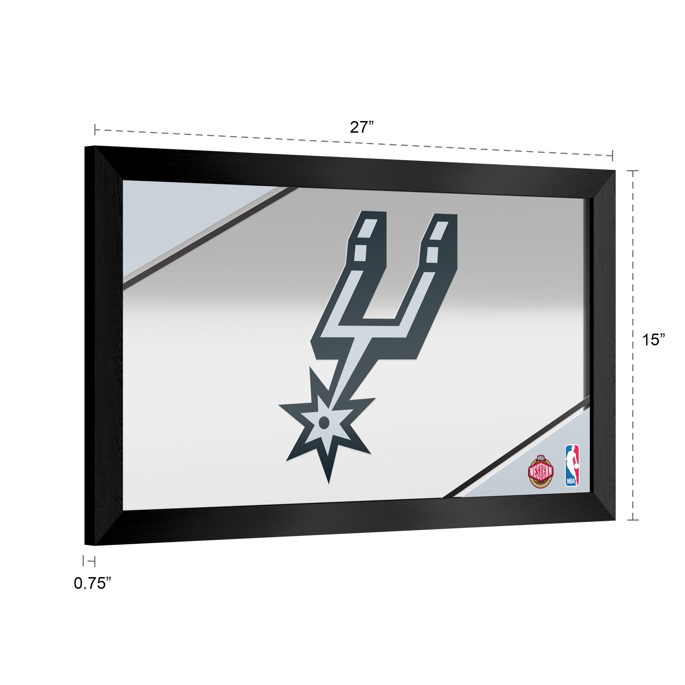 San Antonio Spurs Logo Ready-To-Hang Black Framed Wall Mirror