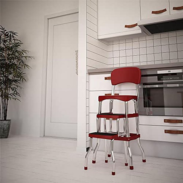 Cosco Retro Counter Chair/Step Stool, Sliding, Red Walmart.ca