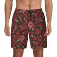 thumbnail image 2 of Picia Rose Flowers pattern Mens Swim Trunks with Compression Liner Stretch Beach Shorts Quick Dry with Zipper Pockets No-Chafing Board Shorts-Medium, 2 of 9