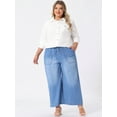 thumbnail image 3 of DARING DIVA Women's Plus Chest Pocket Long Sleeve Denim Chambray Shirt 2X White, 3 of 6