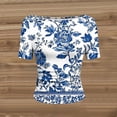 thumbnail image 5 of Dolkfu Oversized Tshirts for Women Blue Short Sleeve Crew Neck Tops Stylish,Casual Floral T-Shirts Women Clothing, 5 of 5
