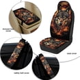 thumbnail image 6 of Xixirimido Car Seat Covers Front Seats Leather Universal Fit for Cars, Vans, Trucks, SUV, Set of 5 Car Seat Protector with Seatbelt Covers & Center Console Cover, Wolf Fire American Flag, 6 of 8
