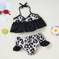 thumbnail image 3 of Fesfesfes Toddler Baby Kids Girls Bathing Suit Slip Leopard Print Swimsuits Beach Ruffle Patchwork Halter Neck Two-Piece Swimwear Bikini Sets, 3 of 9