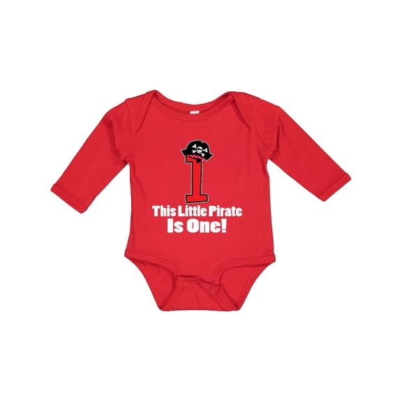 Inktastic 1st Birthday Pirate Hat Number 1 Boys Long Sleeve Baby Bodysuit