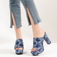thumbnail image 4 of hopeusnice Slippers for Women Peep-toe Sandals Breathable Non-slip Soft Women's Slippers cloth Materials Summer and Fall Shoes Square High heel Trendy Round toe Dress Shoes Blue 39, 4 of 6
