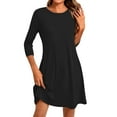 thumbnail image 2 of LISTHA Women's 3/4 Sleeve Dresses, Casual T-Shirt Dresses, Crew Neck Loose fit Swing Autumn Dresses, Tunic Dresses Black L, 2 of 6