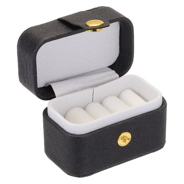 Caja de anillo Uxcell Caja romántica para anillo de compromiso Almacenamiento de joyas Negro