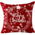thumbnail image 2 of Set of 4 Throw Pillow Cover Merry Christmas Tree Snowflake Cotton Linen Throw Pillow Case Cushion Cover for Sofa Bed Couch Home Office Decorative Square 18 X 18 Inches (Cerise), 2 of 5