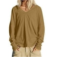 thumbnail image 2 of GigrtiJin Long Sleeves V Neck Sweatshirts for Womens Casual Comfy Loose Solid Color Going out Pullover Tops, 2 of 9