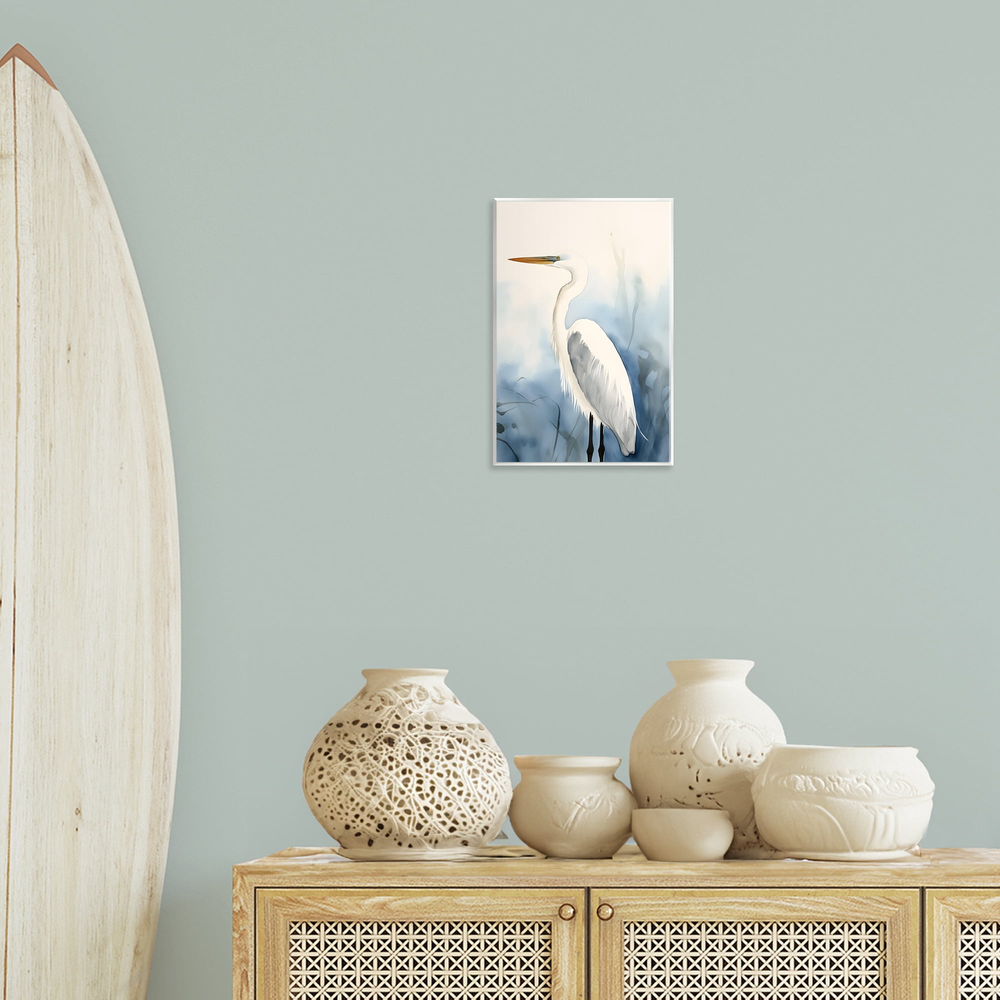 Stupell Industries Egret Beach Bird Animals & Insects Painting Unframed Art Print Wall Art, 10 x 15