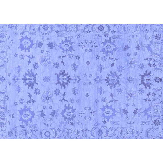 Ahgly Company Machine Washable Indoor Rectangle Oriental Blue Traditional Area Rugs, 8' x 10'