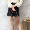 thumbnail image 2 of MDUKONU Suede Bags for Women Bucket Shoulder Bag Retro Slouchy Work Bag Top-handle Small Tote Handbag, 2 of 4