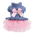 thumbnail image 2 of Dog Dress, Fashion Puppy Tutu Princess Dresses for Small Dogs, Sweet Skirt with Dog Bowknot Clips, Cat Clothes Pet Apparel for Puppies, Dark Blue,XL, 2 of 4