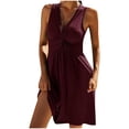 thumbnail image 1 of LOVZFMLL Robes Femme Été Couleur Unie Taille-Col Sans Manches Robe de Plage Gainante, 1 of 5