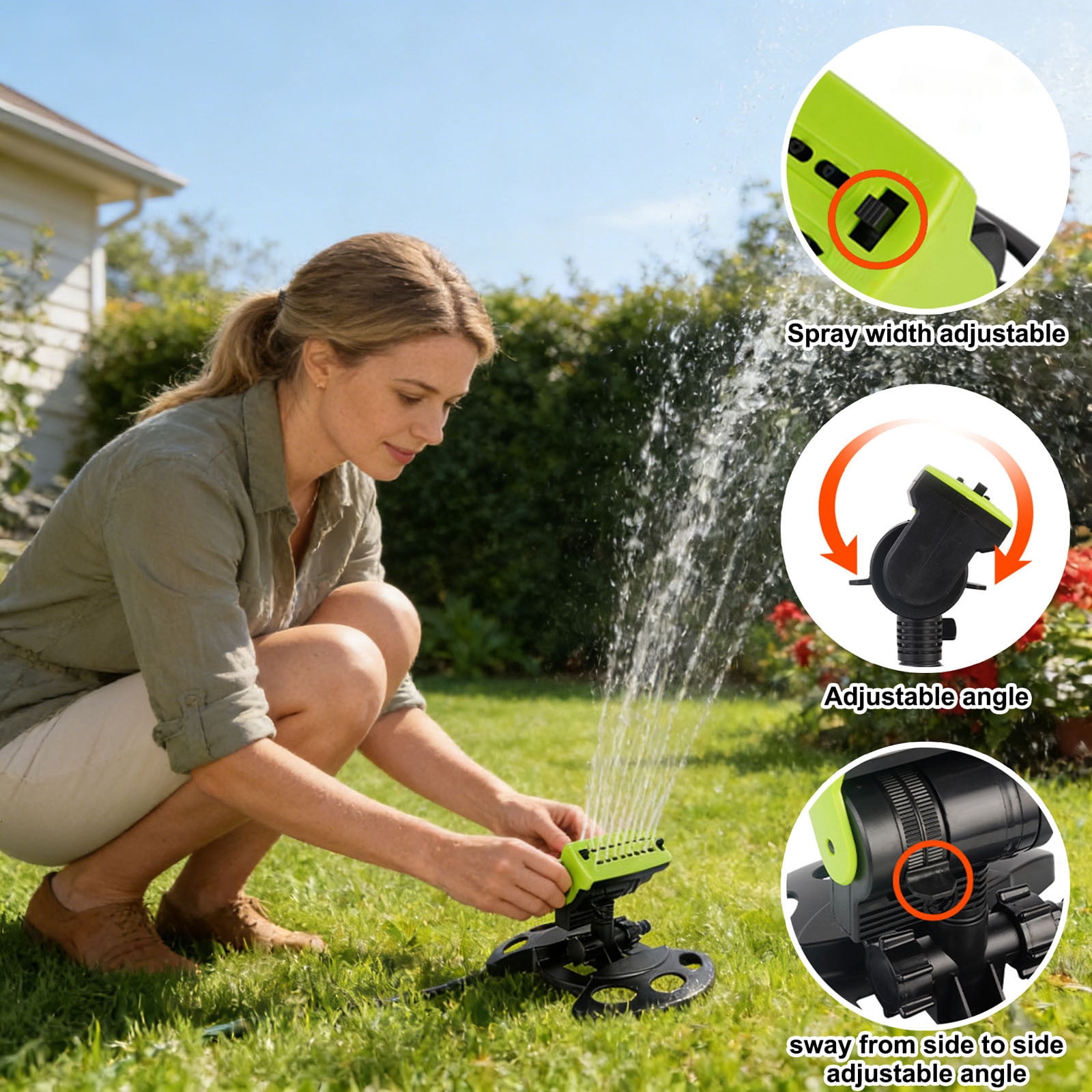 2026 Upgraded 16 Nozzle Oscillating Sprinkler with Water Timer for Yard Garden Irrigation Efficient Coverage Construction Easy Assembly and Wide Range Watering
