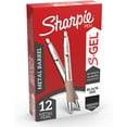 thumbnail image 1 of Sharpie S-Gel Gel Pens, Sleek Metal Barrel, Medium Point, 0.7mm, Black Ink, 12 Count, 1 of 5
