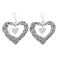 thumbnail image 1 of 2 Pcs Twig Wreath Farmhouse Wall Hanging Ornaments Wedding Hanging Decor Love Heart Wreath Decorative Rattan Heart, 1 of 3