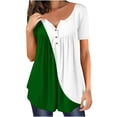 thumbnail image 2 of Womens Plus Size Fashion Solid Color Casual V-Neck Short Sleeve Loose T-Shirt Tops, 2 of 7
