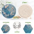 thumbnail image 3 of 6 Pcs Drink Coasters with Holder 3.94in Woven Coasters for Drinks Butterflies and Circular Motif Coaster Set for Protection Table, 3 of 7