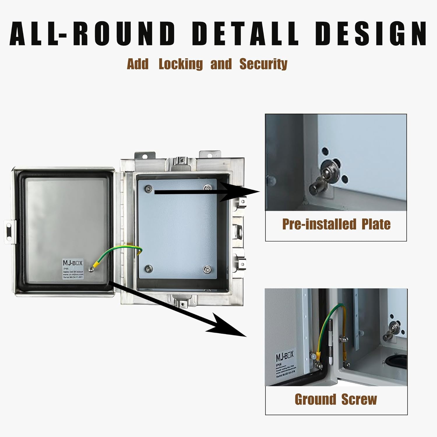 NEMA Steel Electrical Enclosure Box 12x10x6 304 Stainless Steel Explosion Proof Electrical Box IP66 Waterproof & Dustproof Outdoor/Indoor NEMA 4X Stainless Steel Enclosure