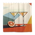 thumbnail image 2 of Yayeee Shower Curtain with Hooks 72"x72" Waterproof Fabric Bathroom Hanging Decor, Beige Glasses, 2 of 5