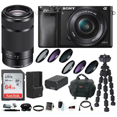 Sony A6000 Camera With 16 50mm And 55 210mm Lenses Black