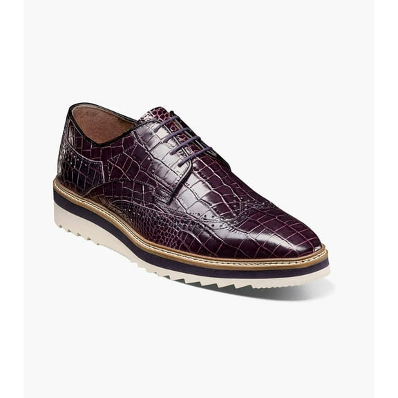 Stacy Adams Alario Wingtip Oxford Croco Leather Shoes Purple 25725-542