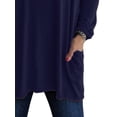 thumbnail image 4 of DYMADE Women Plus Size Crew Neck Long Sleeve Loose Pockets Solid T-shirt Casual Top, 4 of 4