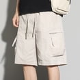 thumbnail image 4 of Men Shorts Casual Cargo Men's Cargo Shorts with Elastic Waist Drawstring,Plus Size Summer Wide Leg Shorts with Multi Zipper Pocket Gray 4XL, 4 of 8