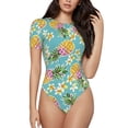 thumbnail image 2 of Picia Cute Pineapples Womens One Piece Swimsuits Modest Tummy Control Bathing Suits Lace Up Slimming Swim Suit-Medium, 2 of 9
