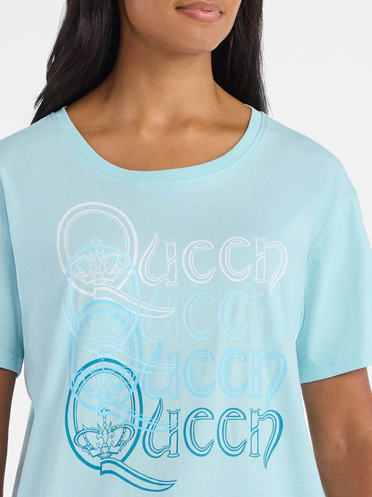 Time and Tru Women's Queen Logo Graphic Tee with Short Sleeves, Sizes XS-XXXL