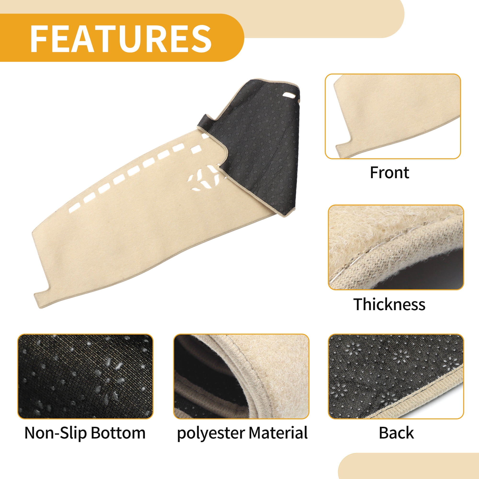 Unique Bargains Dashboard Cover Anti-Slip Dash Cover Mat Carpet for Ford Explorer 2020-2024 Polyester Beige