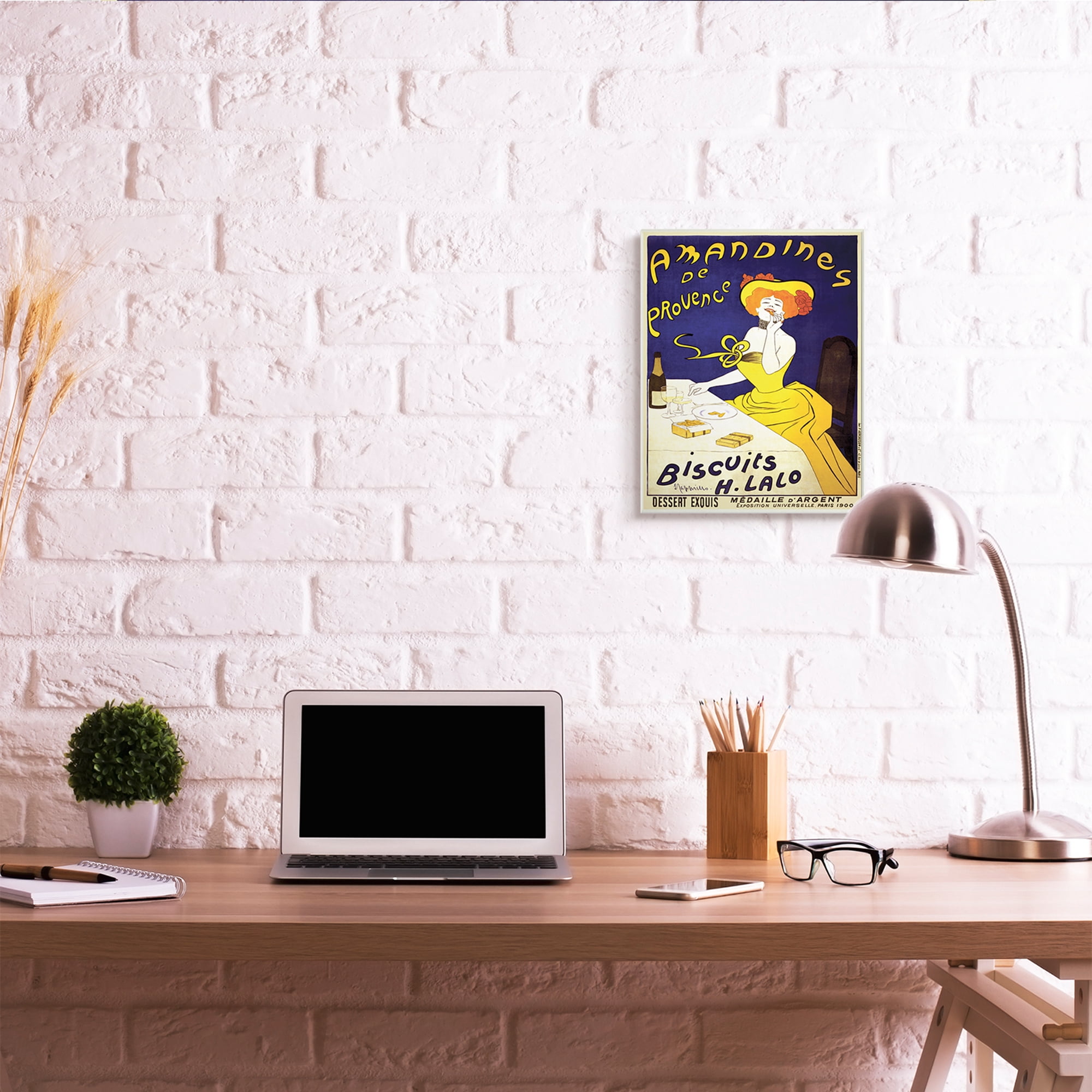 Stupell Industries Vintage Parisian Amandine's Biscuits European Advertisement Food & Beverage Painting Unframed Art Print Wall Art, 13 x 19