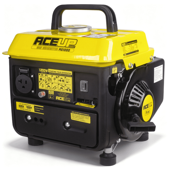 Aceup Energy 1200W Gas Powered Generator, Small Portable Low Noise for RV, Camping, 1200W Peak, 900W Rated