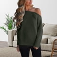 thumbnail image 2 of DHFJKG Sweaters For Women Off Shoulder Loose Fit Long Sleeve Solid Color Knitted Top For Fall Winter Fashion Stylish Versatile Jumper Tops, 2 of 4