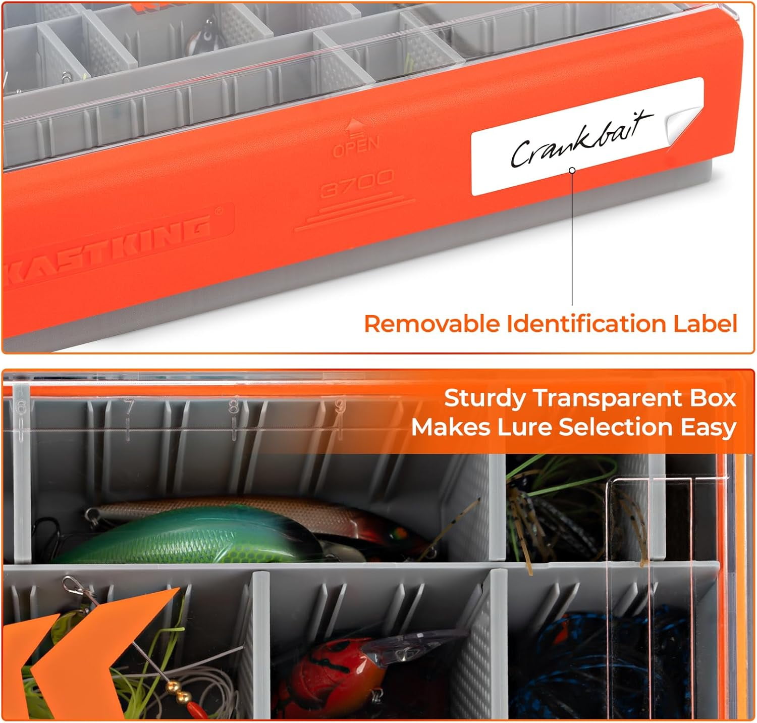 KastKing Waterproof Tackle Box, 3700 *2 Deep Tackle Trays, Fishing Tackle Box Organizer Fishing Accessories Storage- HyperSeal