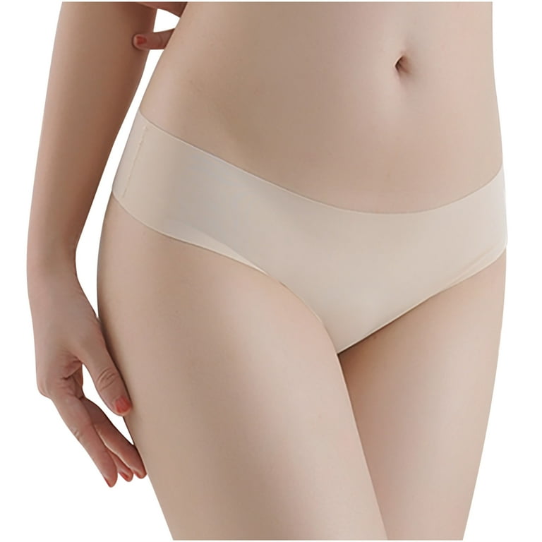 FRSASU Underwear Clearance Women's Lingerie Solid Color Seamless Briefs  Panties Thong Underwear Beige M(M) 