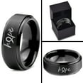 thumbnail image 4 of Tungsten Optomistic Hope Awareness Ribbon Band Ring 8mm Men Women Comfort Fit Black Step Bevel Edge Brushed Polished, 4 of 4