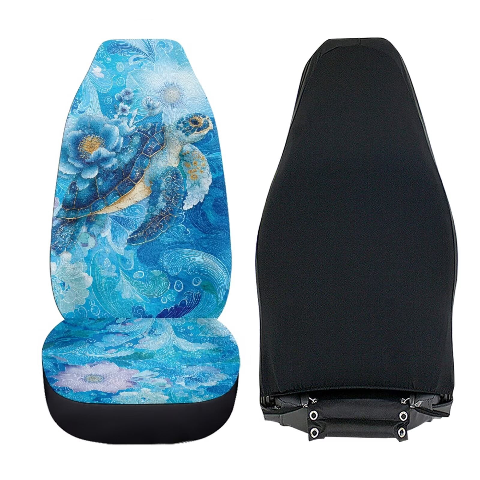 Uorisanigo Car Seat Cover for Cars SUV Trucks Universal Fit, Fashion 2-Pack Blue Turtle Auto Front Seats Protection, Soft Plush Car Seat Cushions, Comfortable