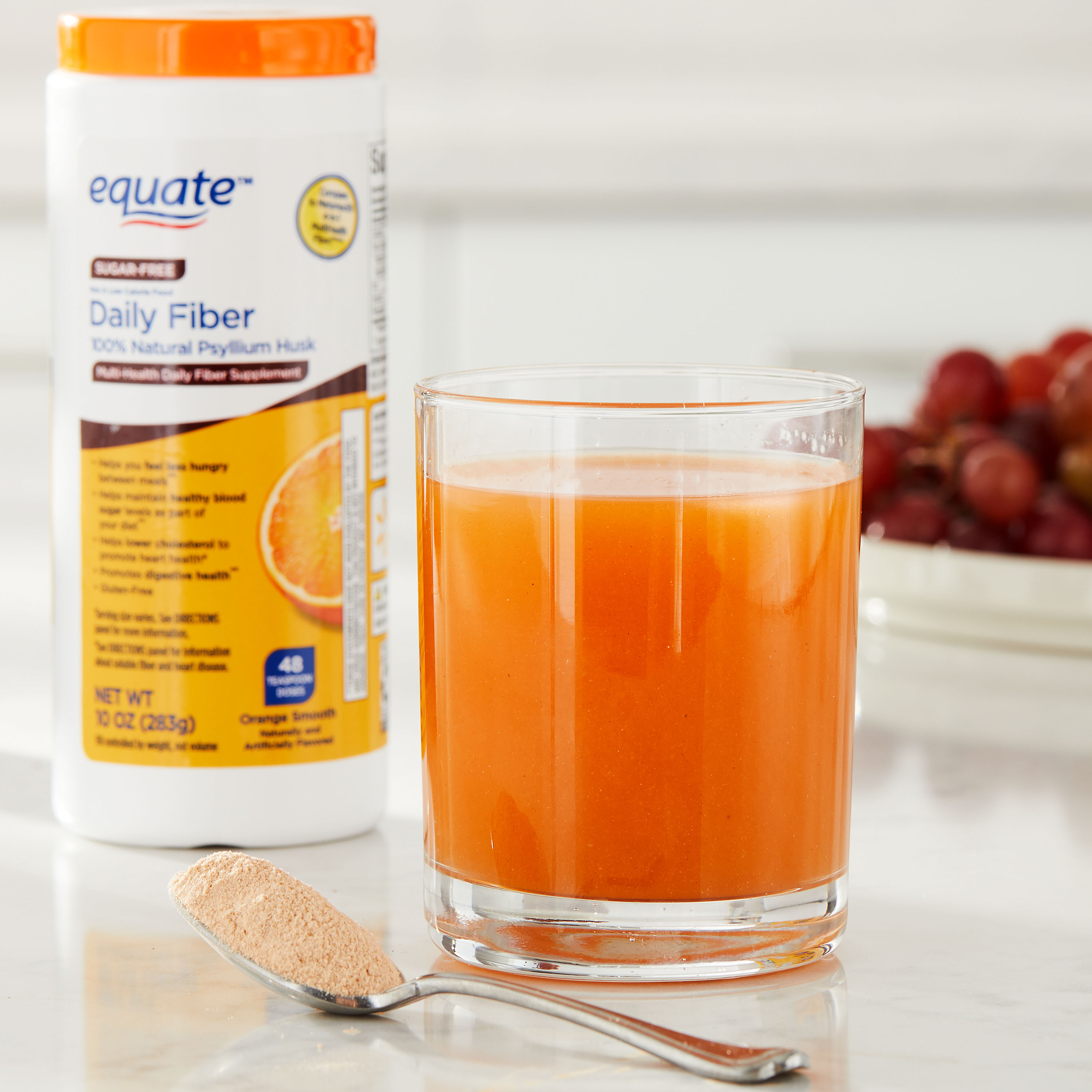 Suplemento de Fibra Diaria 100% Natural de Cáscara de Psyllium, Sin Azúcar, Sabor Naranja Suave, 10 oz 4