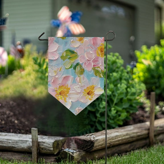 Flowers Painting Garden Flag 18" x 12.5" Double Sided Yard Lawn Outdoor Decor Small Yard Flags