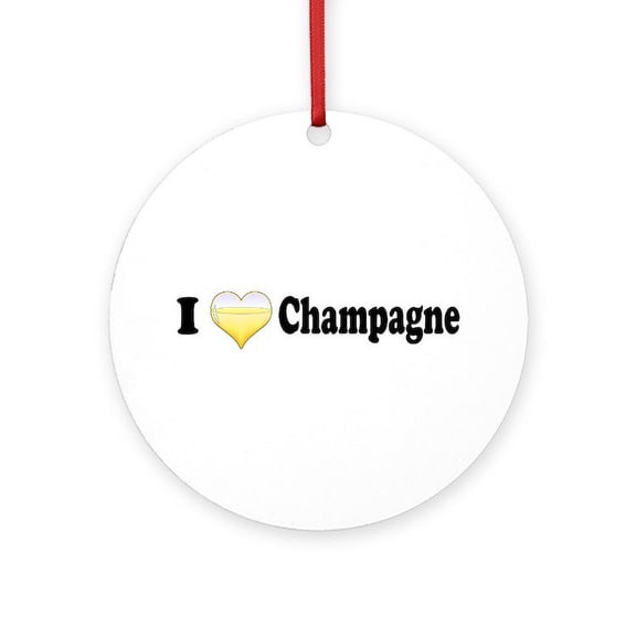 CafePress - I Love Champagne - Round Wood Ornament 4"