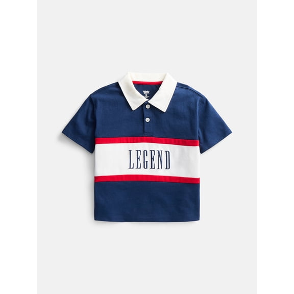 Wonder Nation Toddler Boys Rugby Polo Shirt with Short Sleeves, Sizes 12M-5T